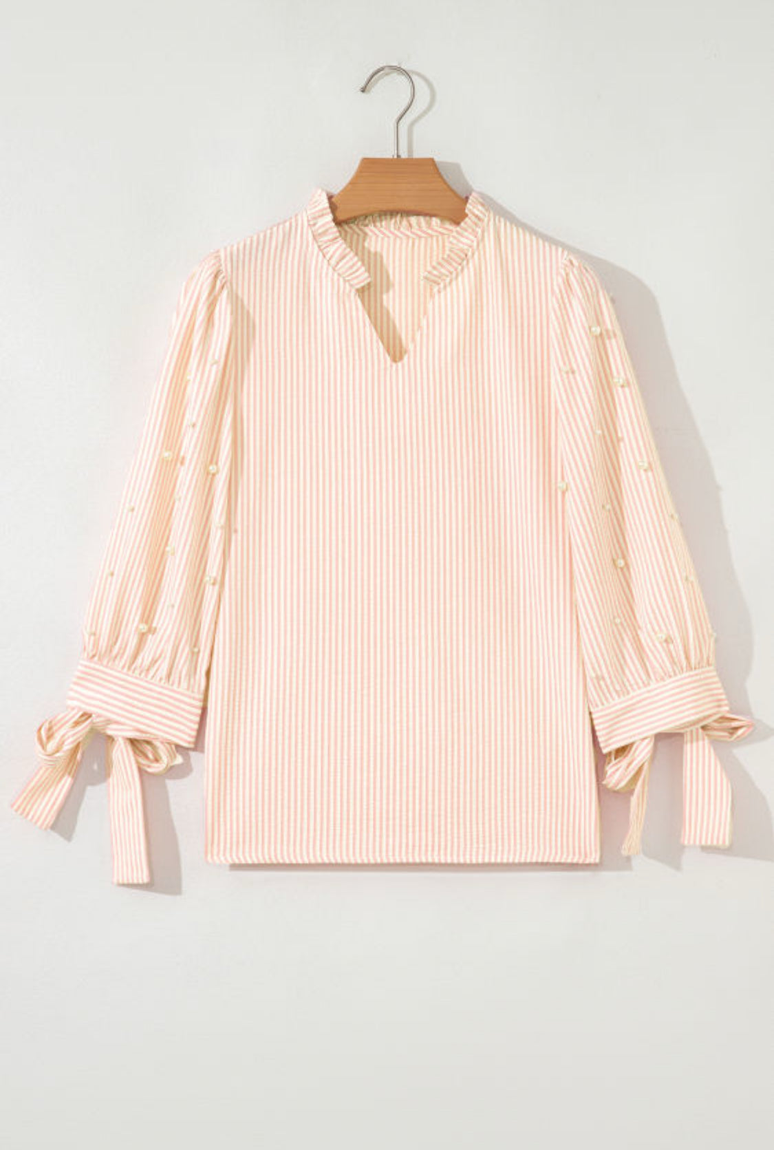 Pink striped pearl top