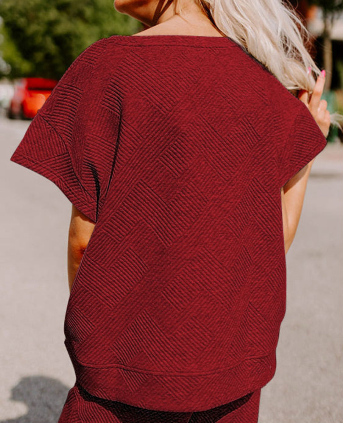 Maroon texture long pant set