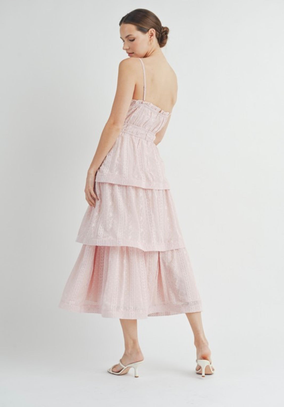 Pink ruffle maxi dress