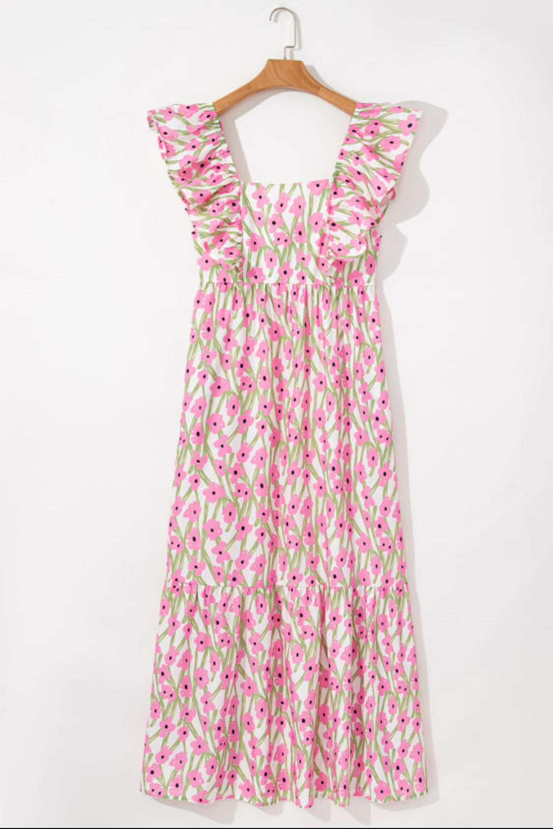 Pink floral maxi dress