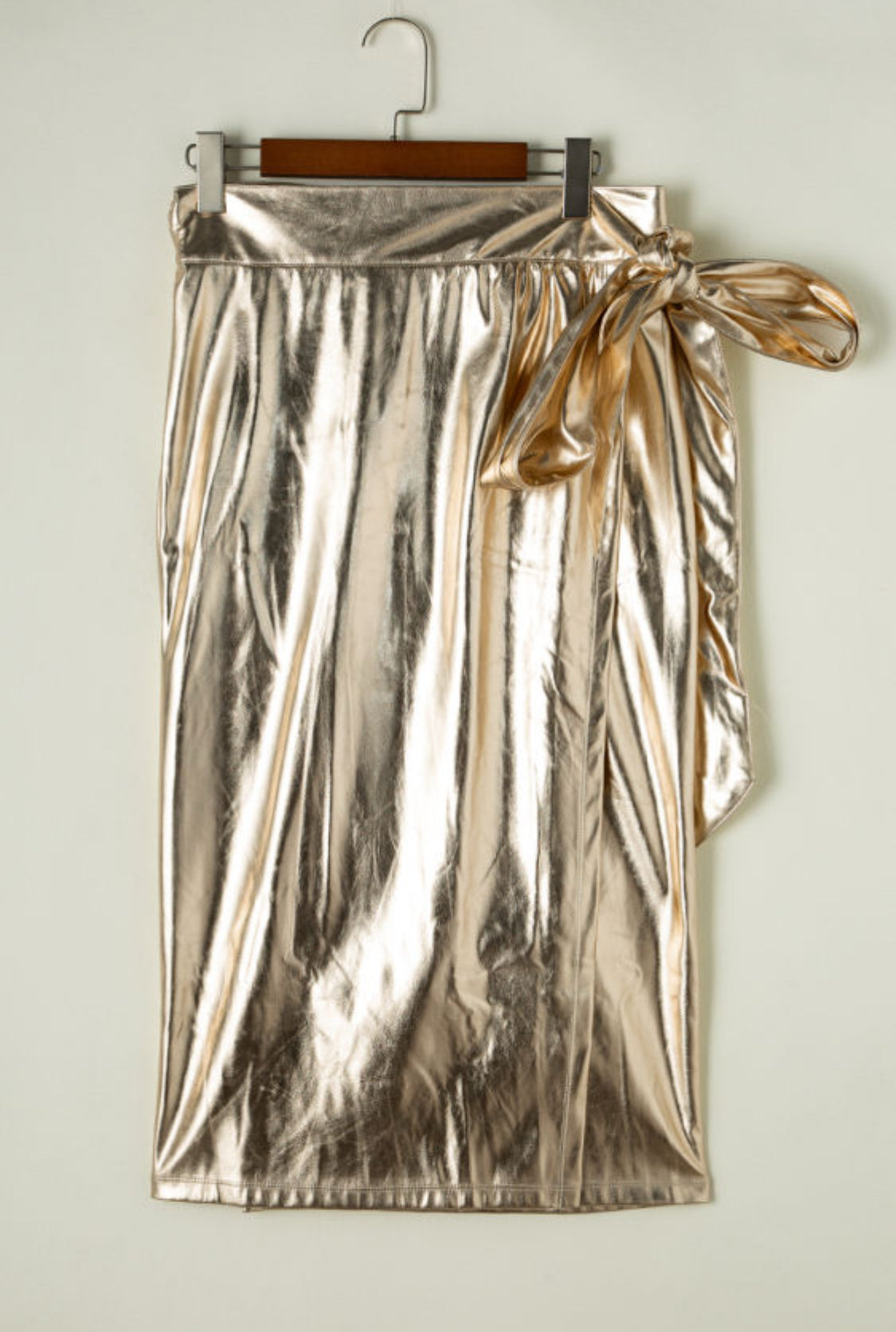 Gold metallic wrap skirt