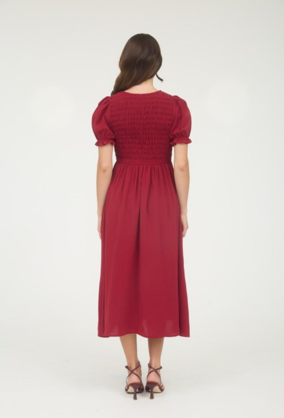 Deep red midi dress