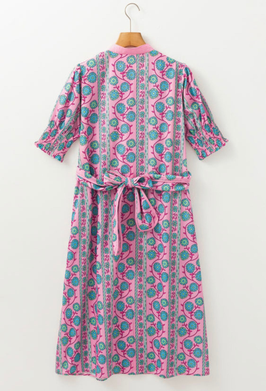 Pink floral midi dress