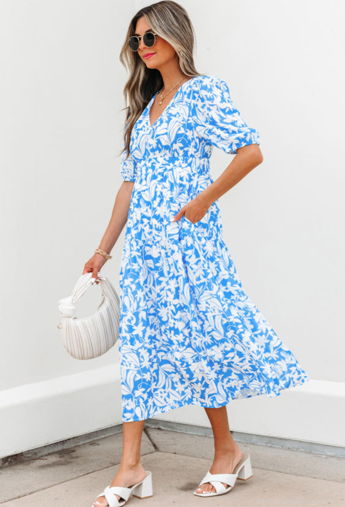 Blue floral dress