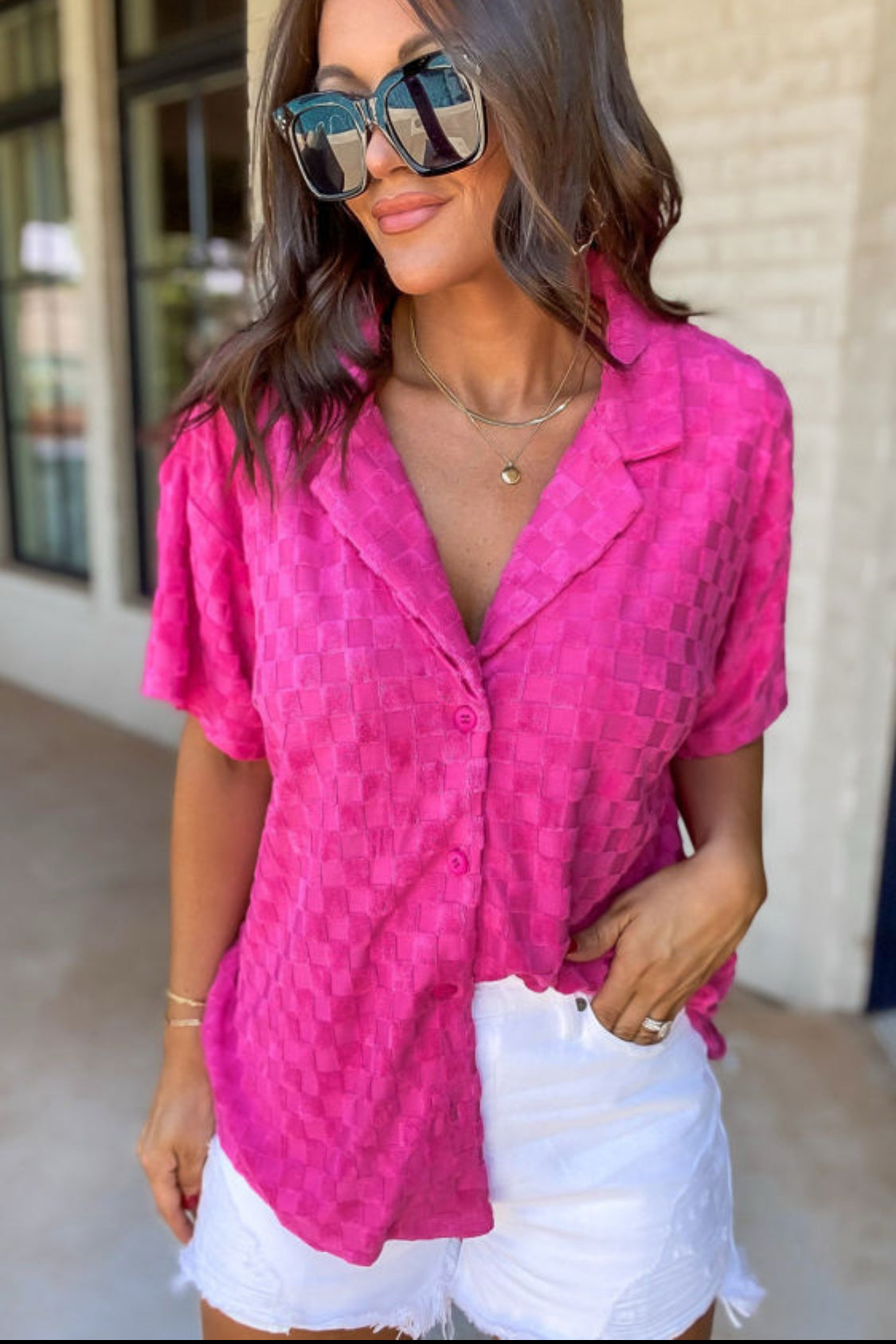 Bright pink texture top