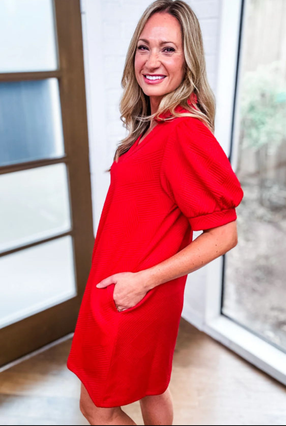 Red texture dress