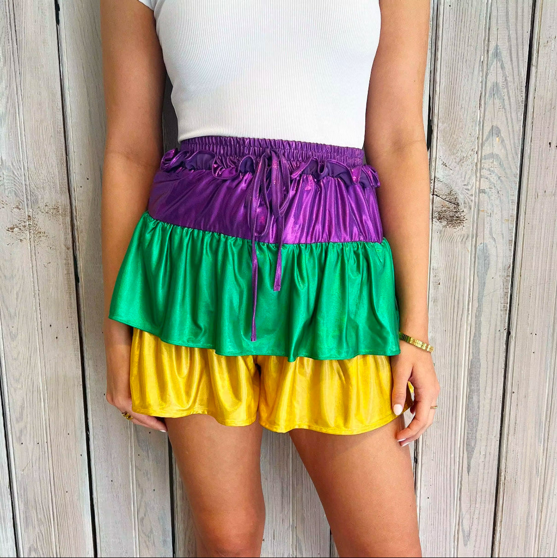 Metallic purple/green/gold short