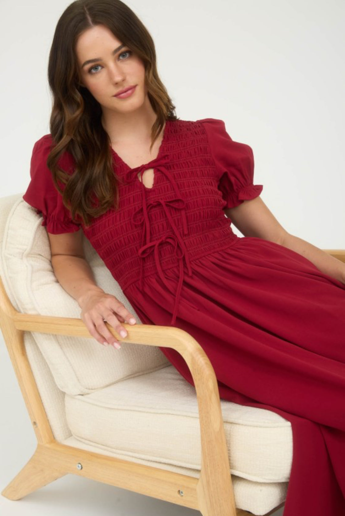 Deep red midi dress