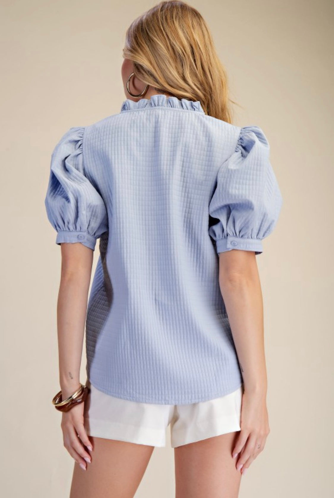 V neck puff sleeve top