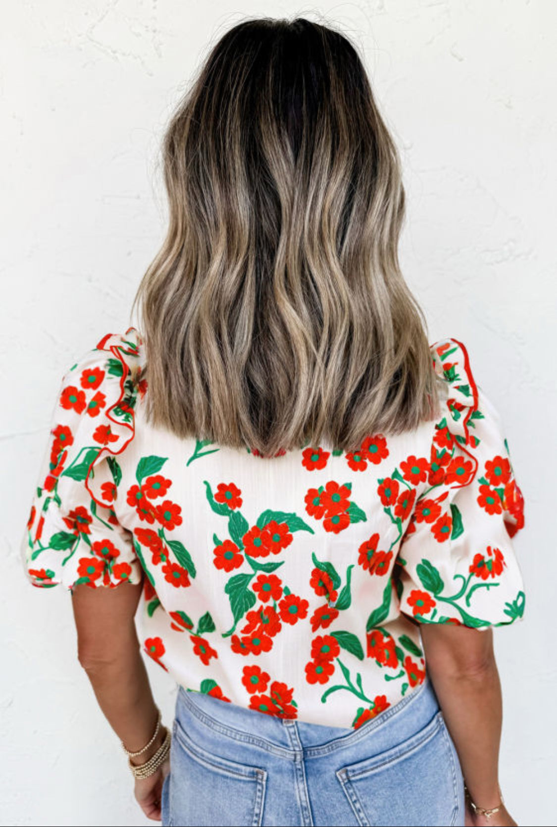 Red floral top