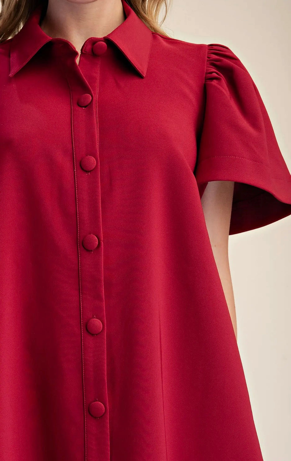 Burgundy button down dress
