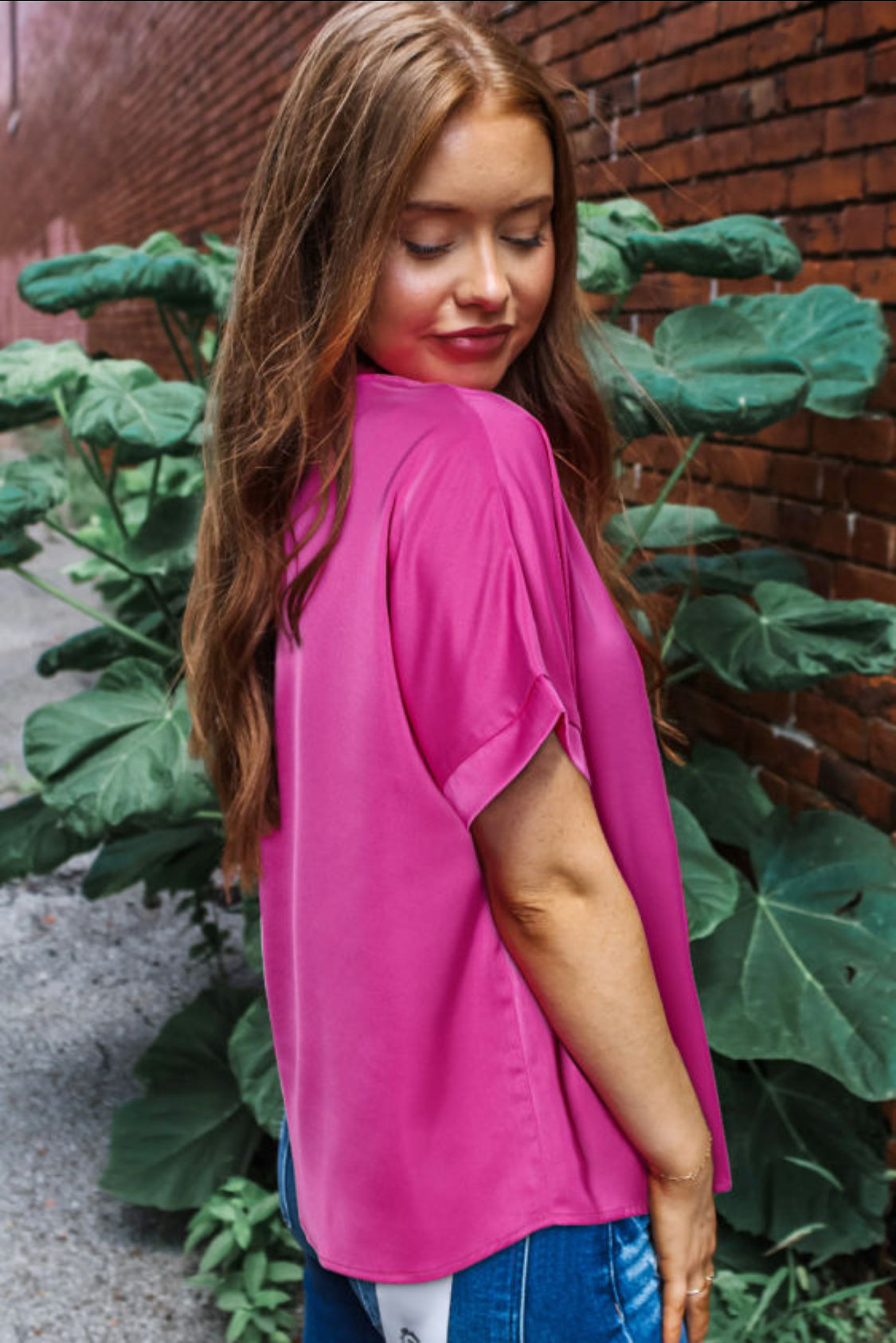 Pink satin top