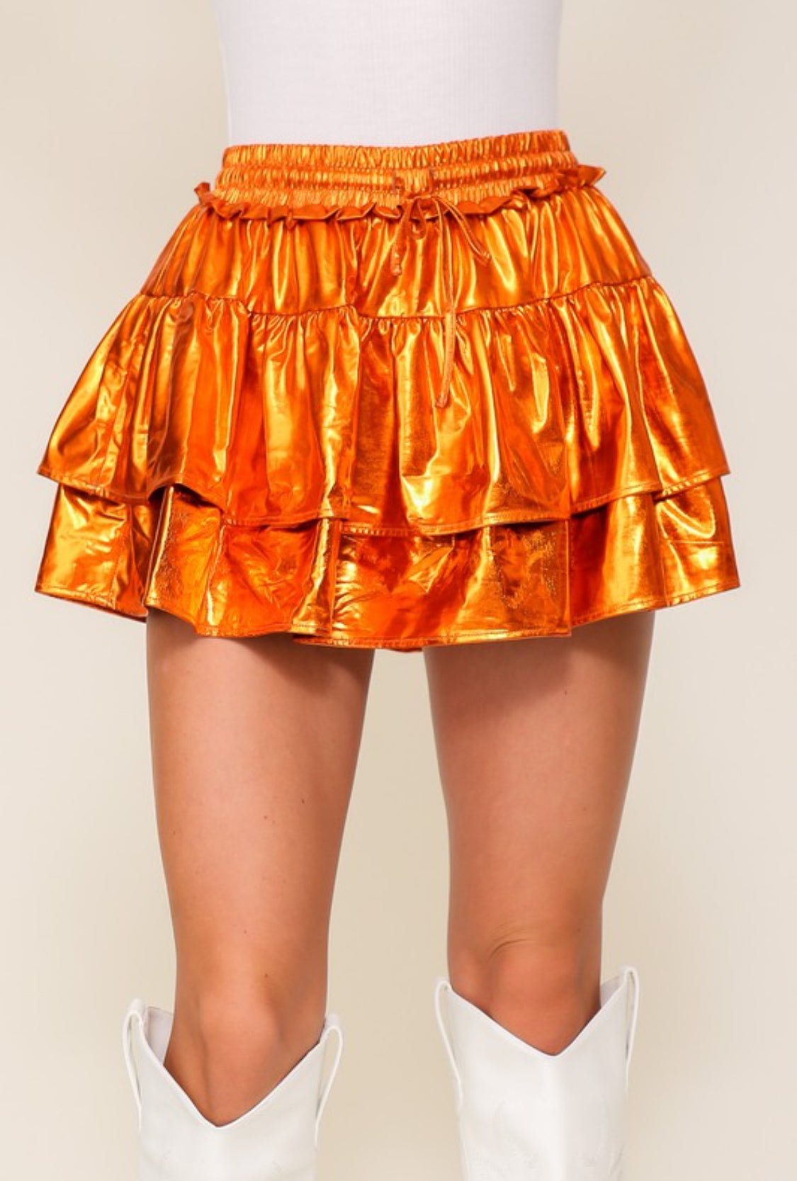 Orange metallic skort