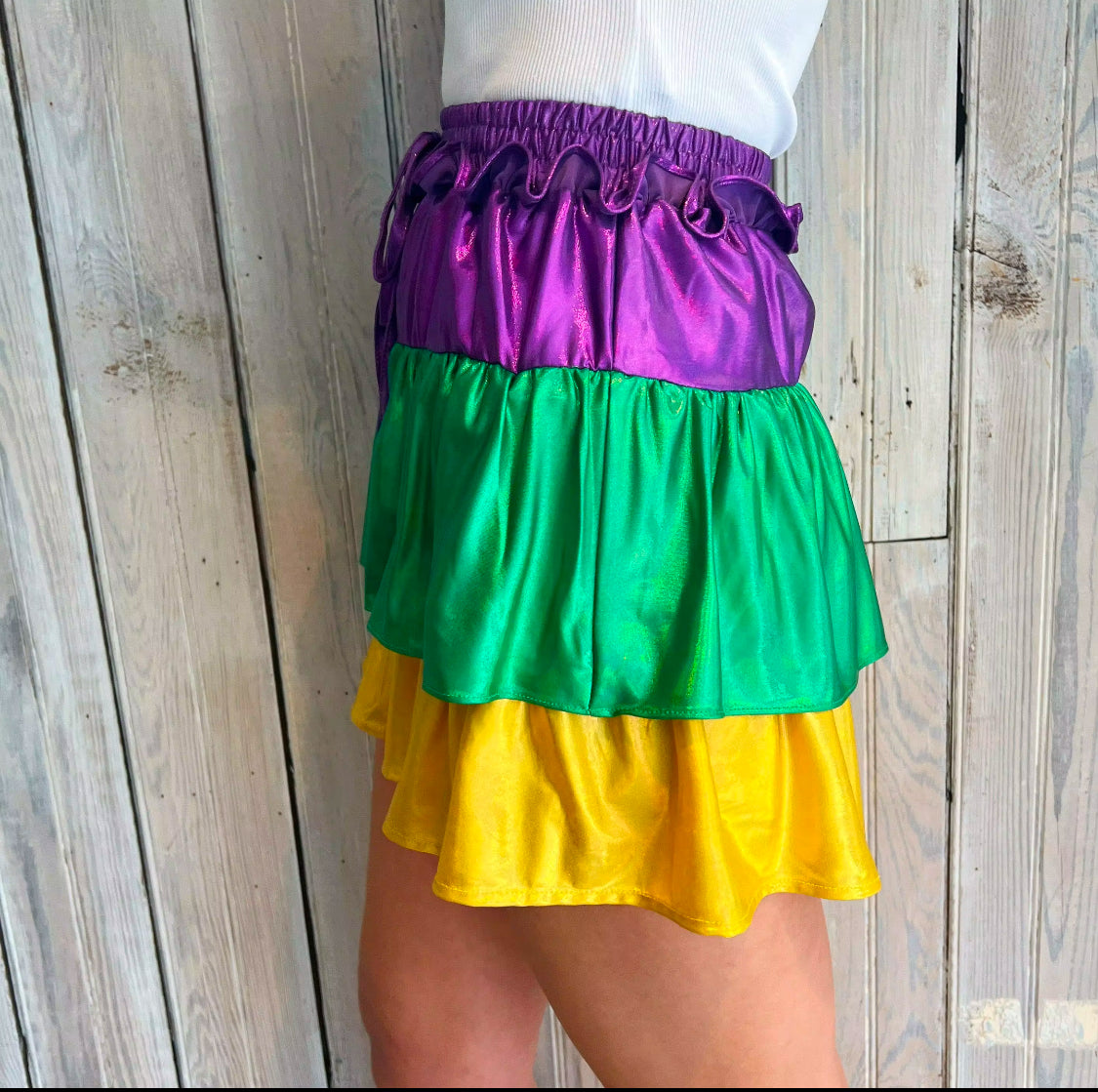 Metallic purple/green/gold short