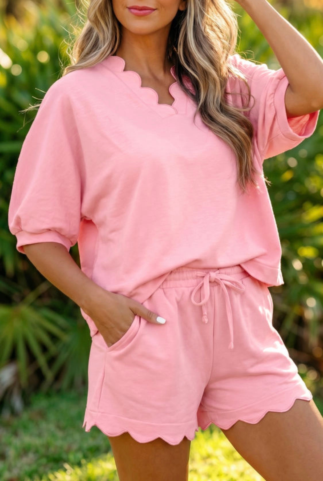 Pink short set (oversized)