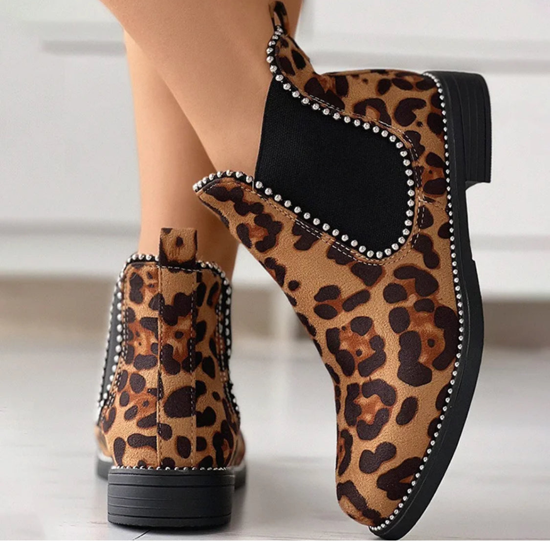 Leopard print booties