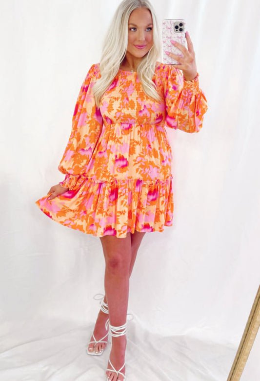 Orange floral dress