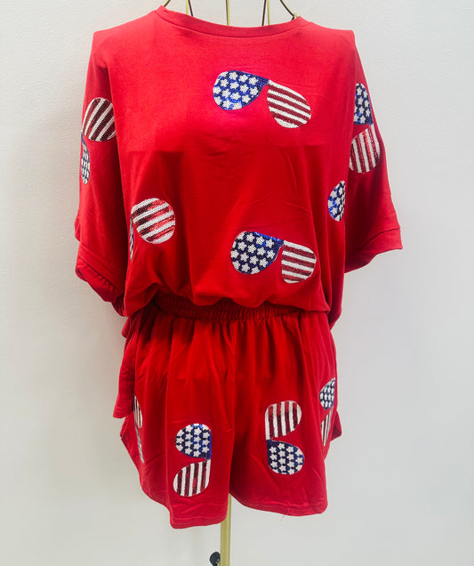 Red short set