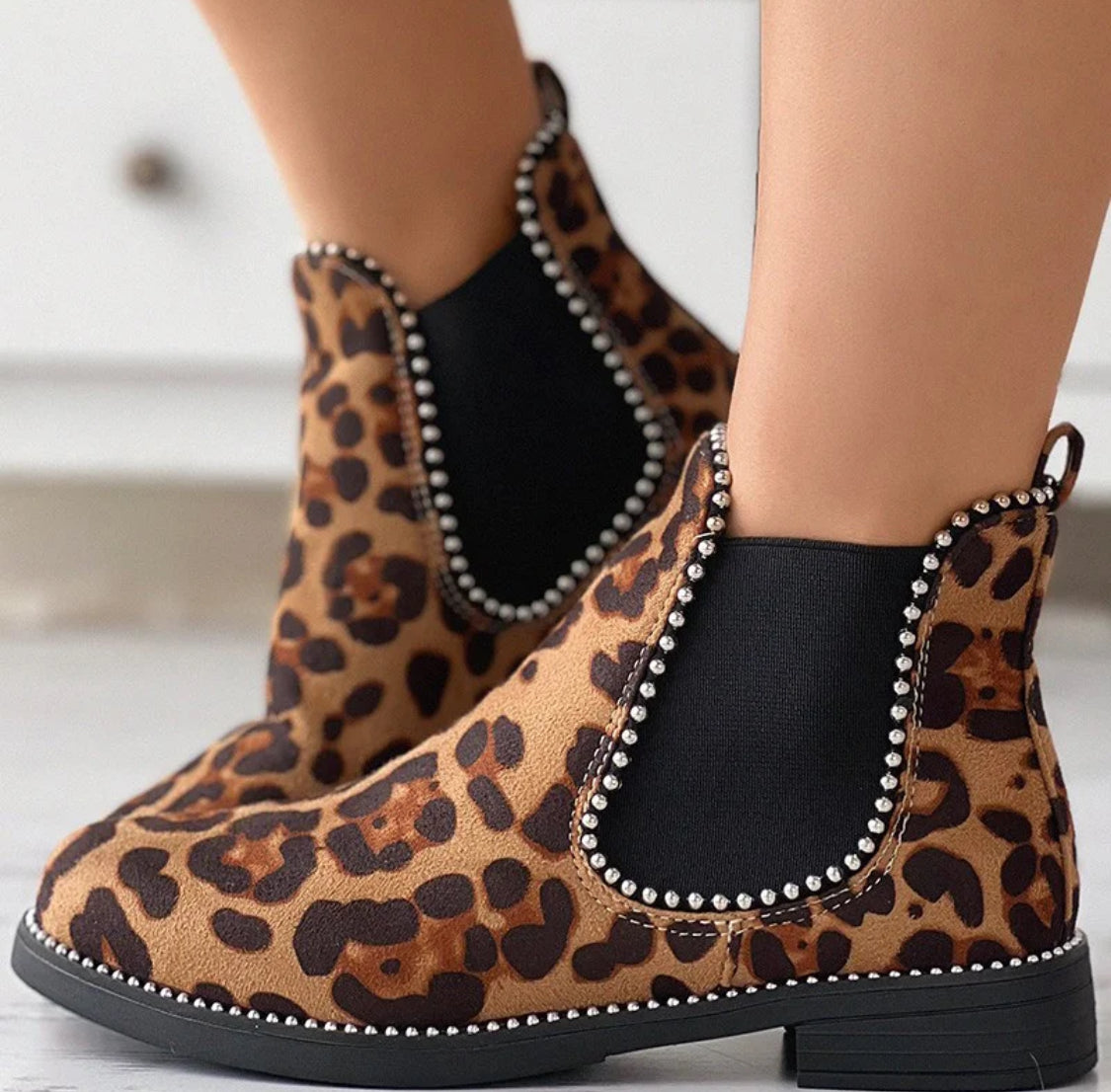 Leopard print booties