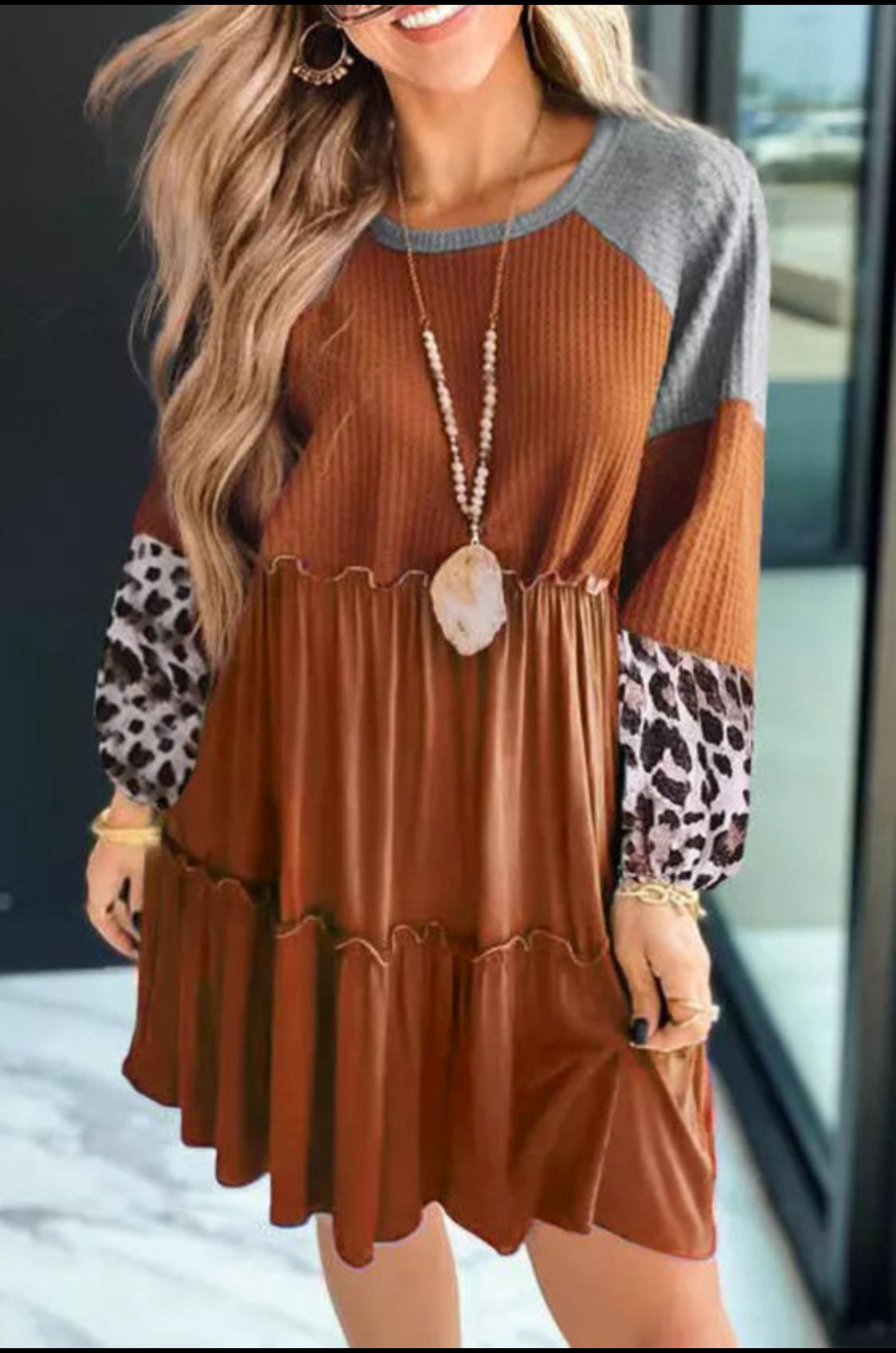 Brown long sleeve dress