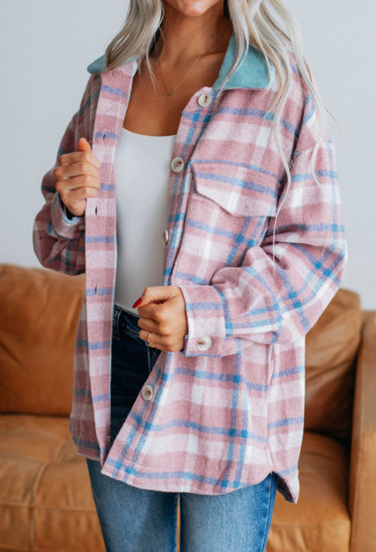 Pink plaid shacket