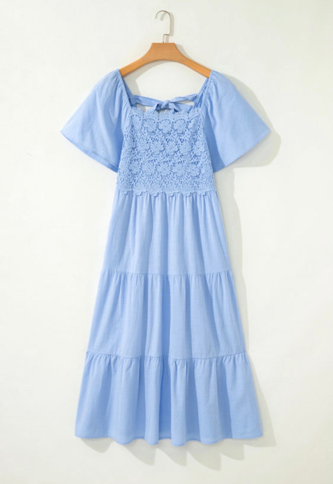 Blue lace details midi dress