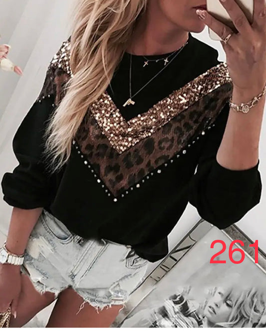 V leopard top