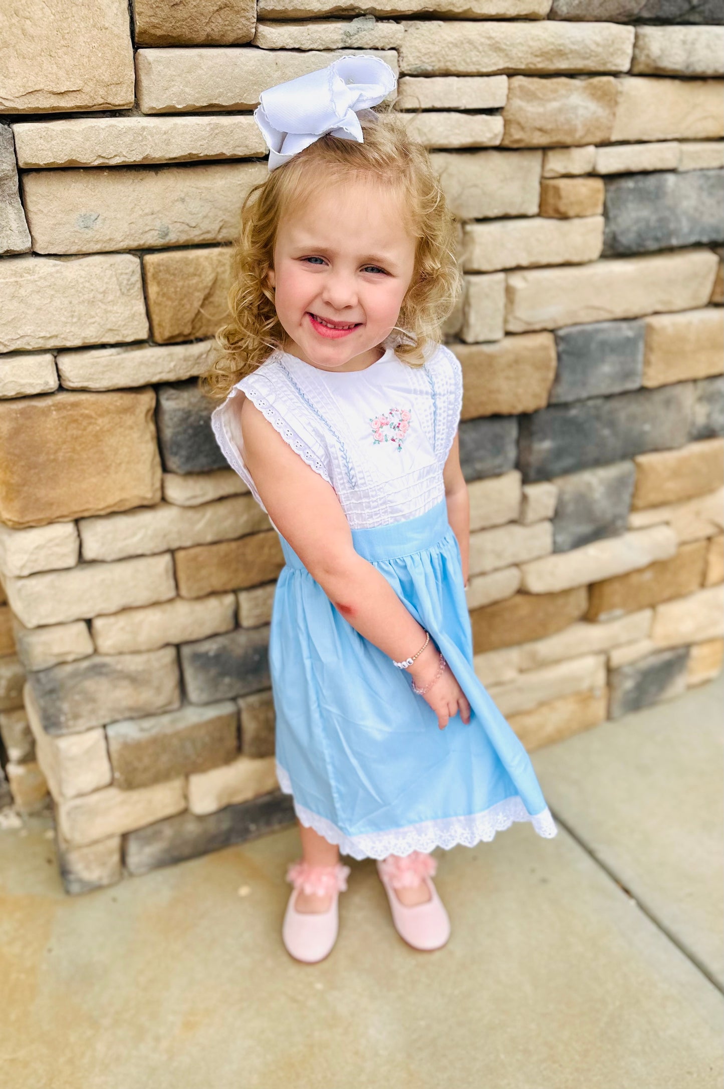 White/blue dress