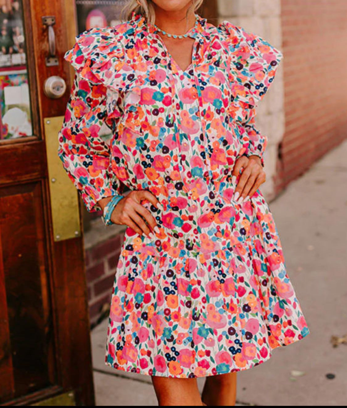 Floral long sleeve dress