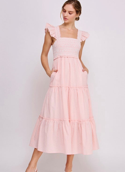 Peach midi dress