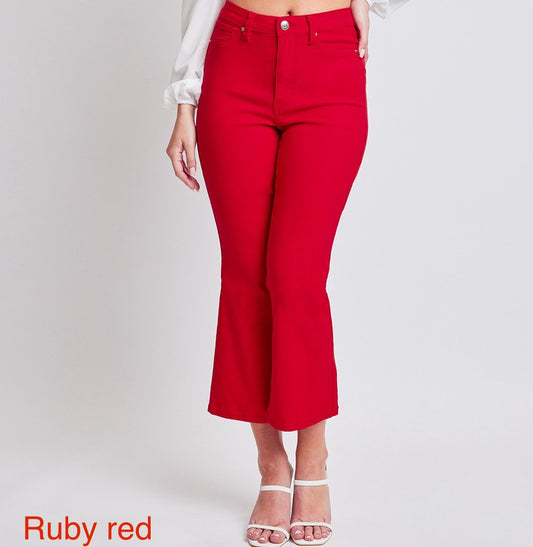 Hyperstretch cropped kick flare pants