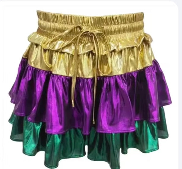Metallic Gold/Purple/Green skort