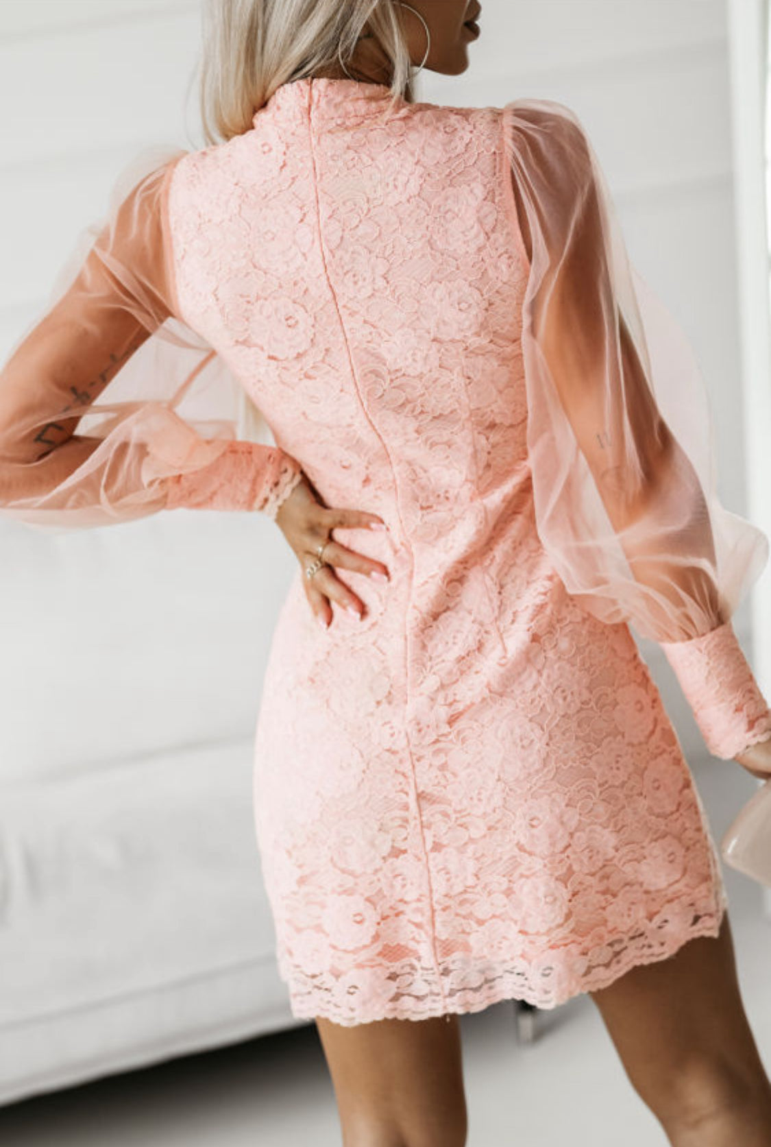 Lace peach dress