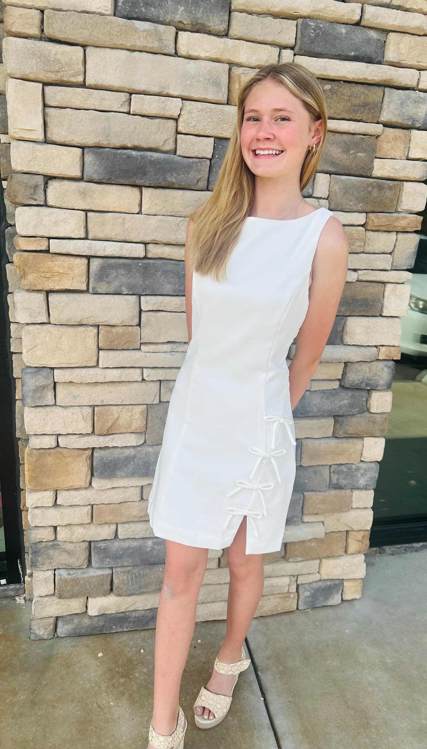 White bows dress