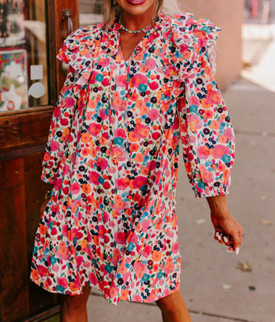 Floral long sleeve dress