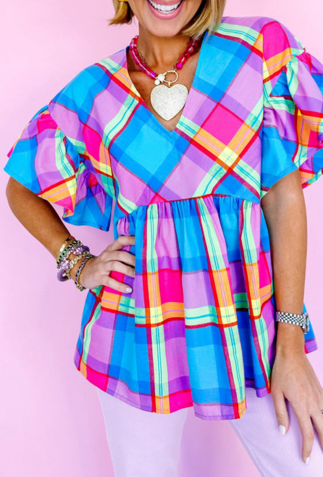 Colorful plaid top