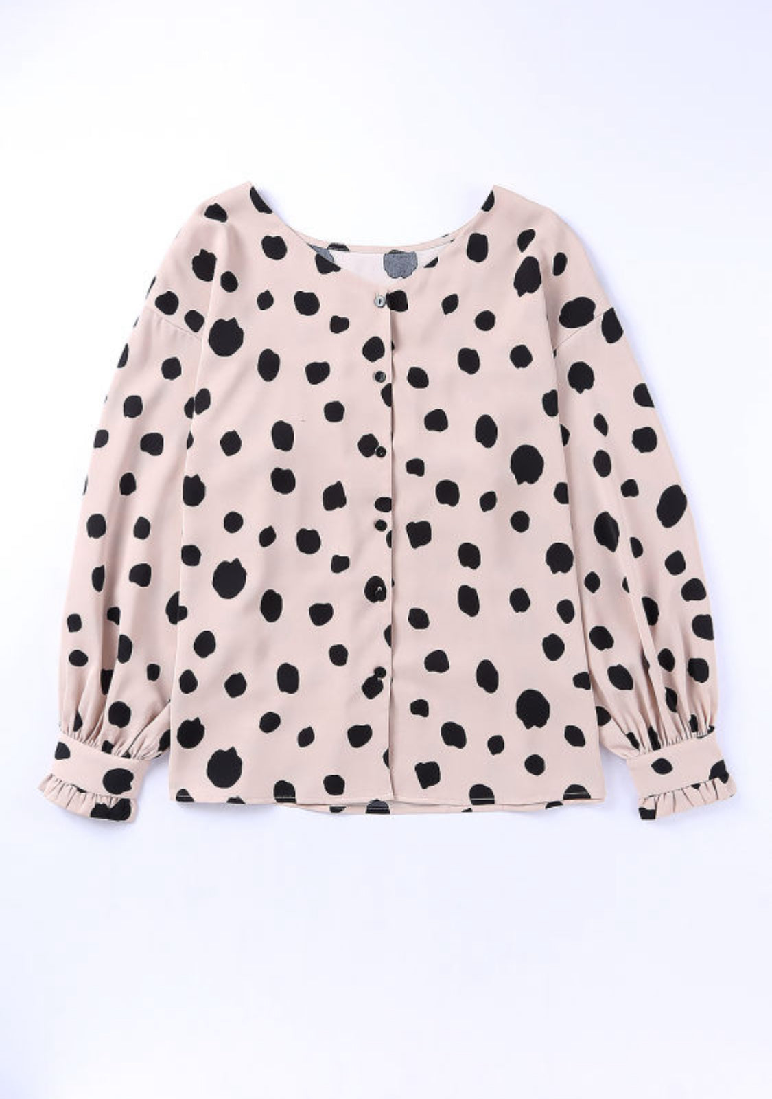 Black spot nude blouse