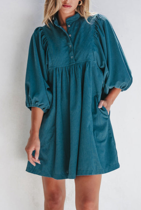 Blue Corduroy Dress