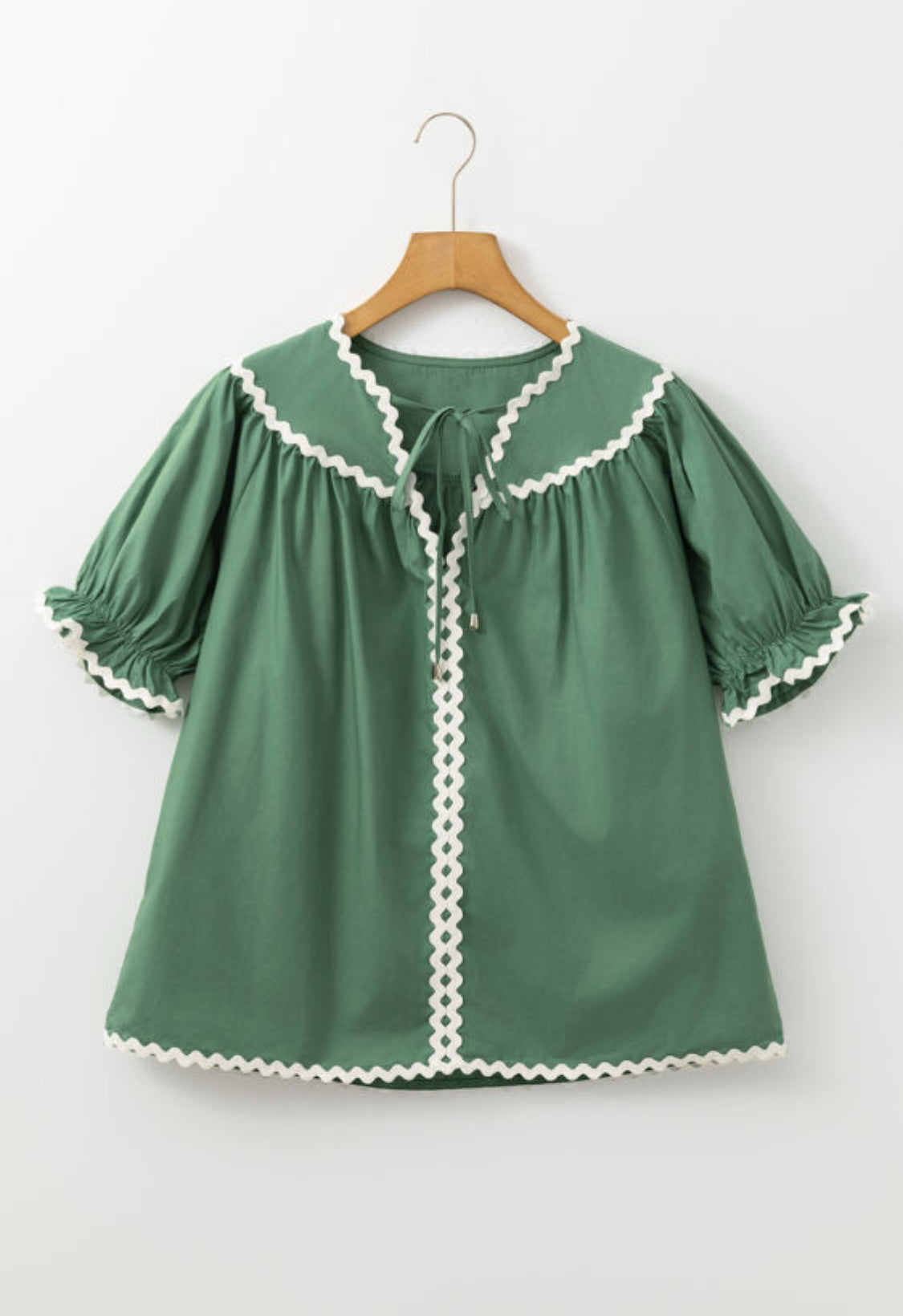 Mist green ric rac top