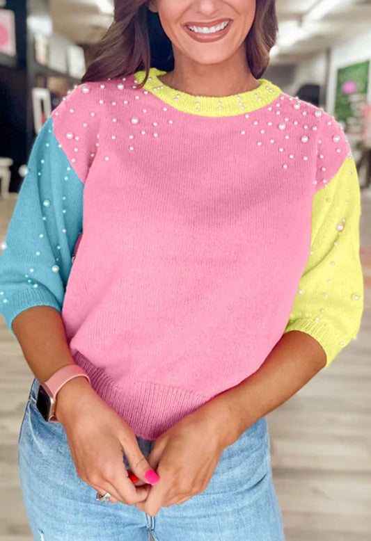 Pink pearls sweater