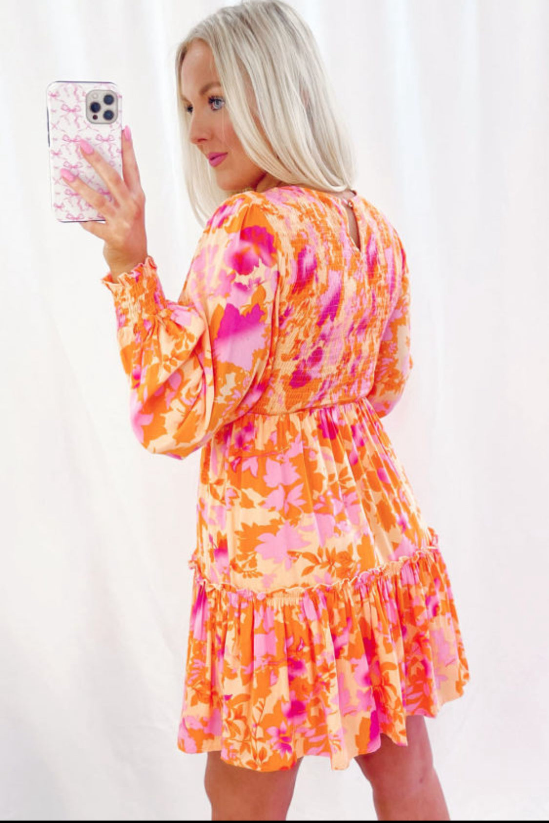 Orange floral dress