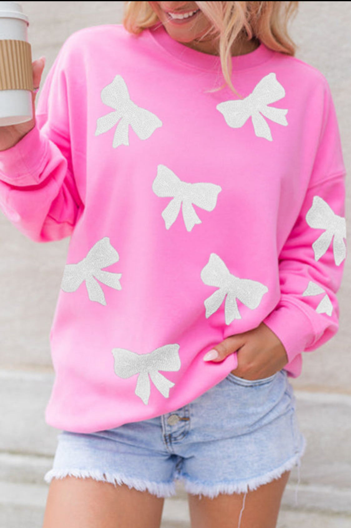 Sequin bows sweatshirt