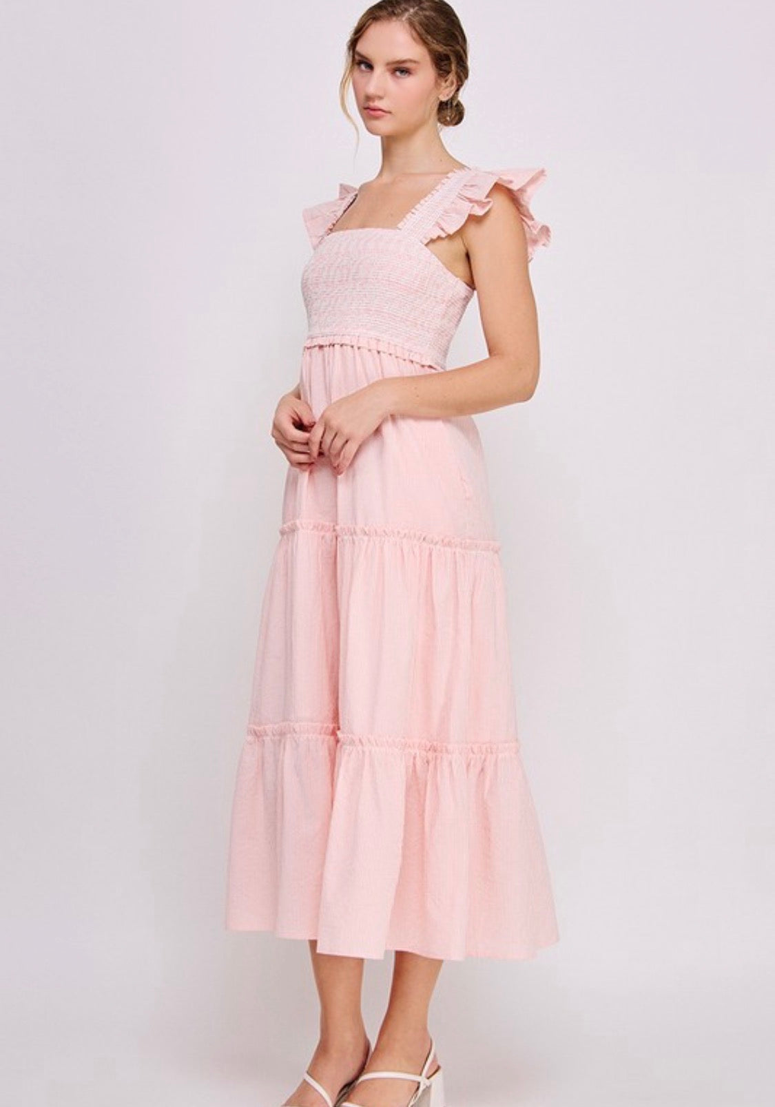 Peach midi dress