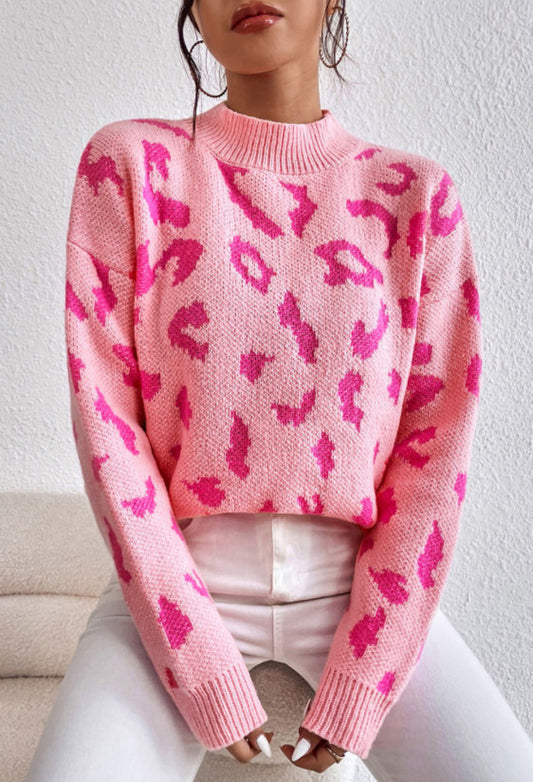 Pink leopard sweater