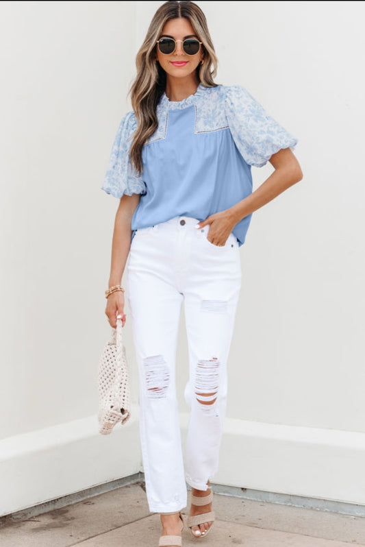 Blue floral top
