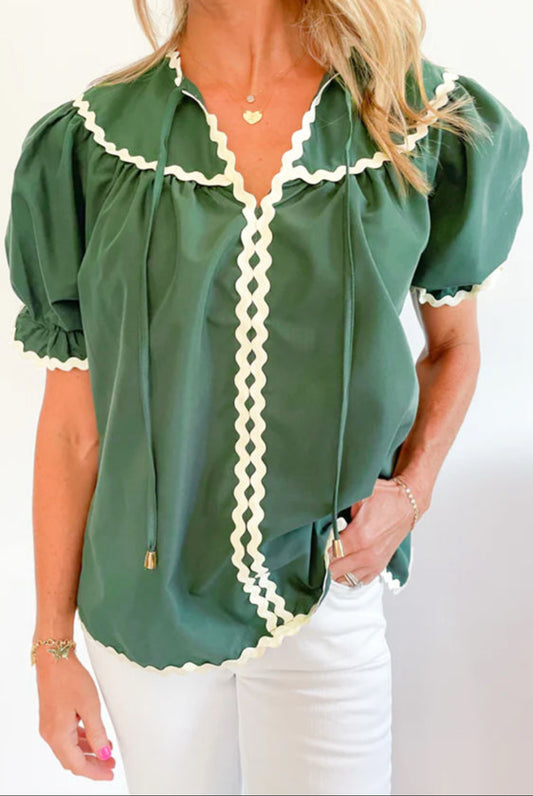 Mist green ric rac top