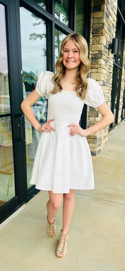 White dress with bow