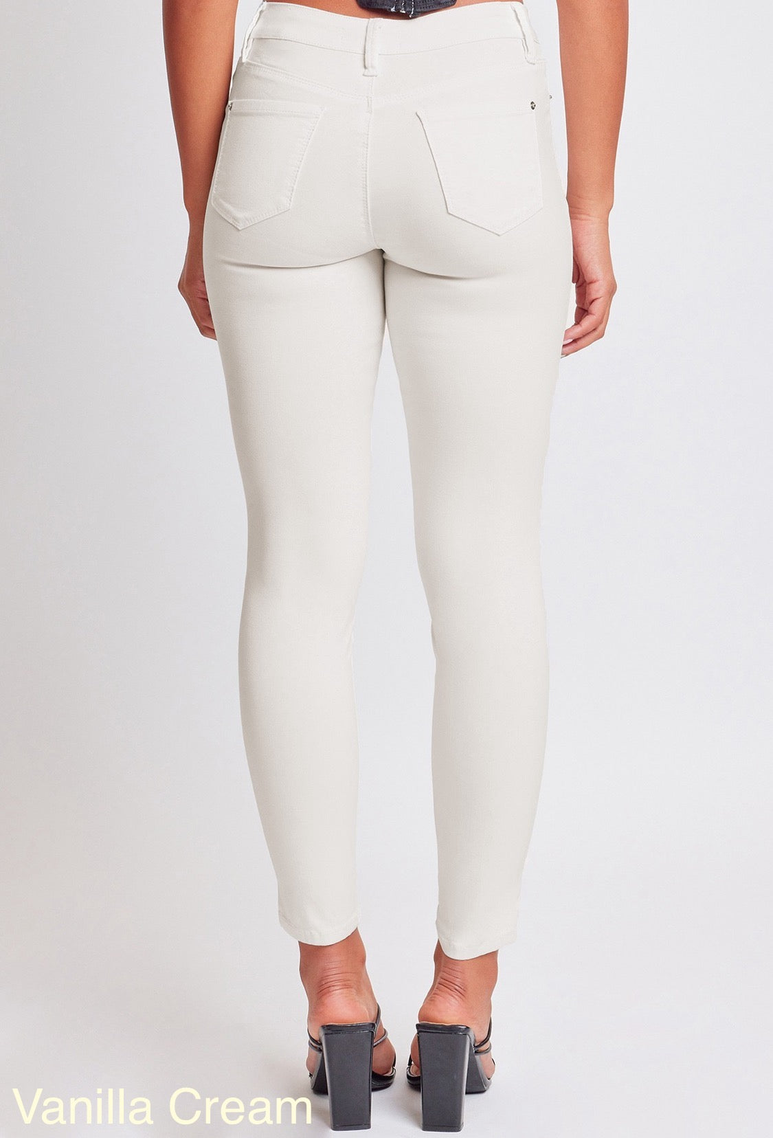 Hyperstretch mid-rise skinny jeans