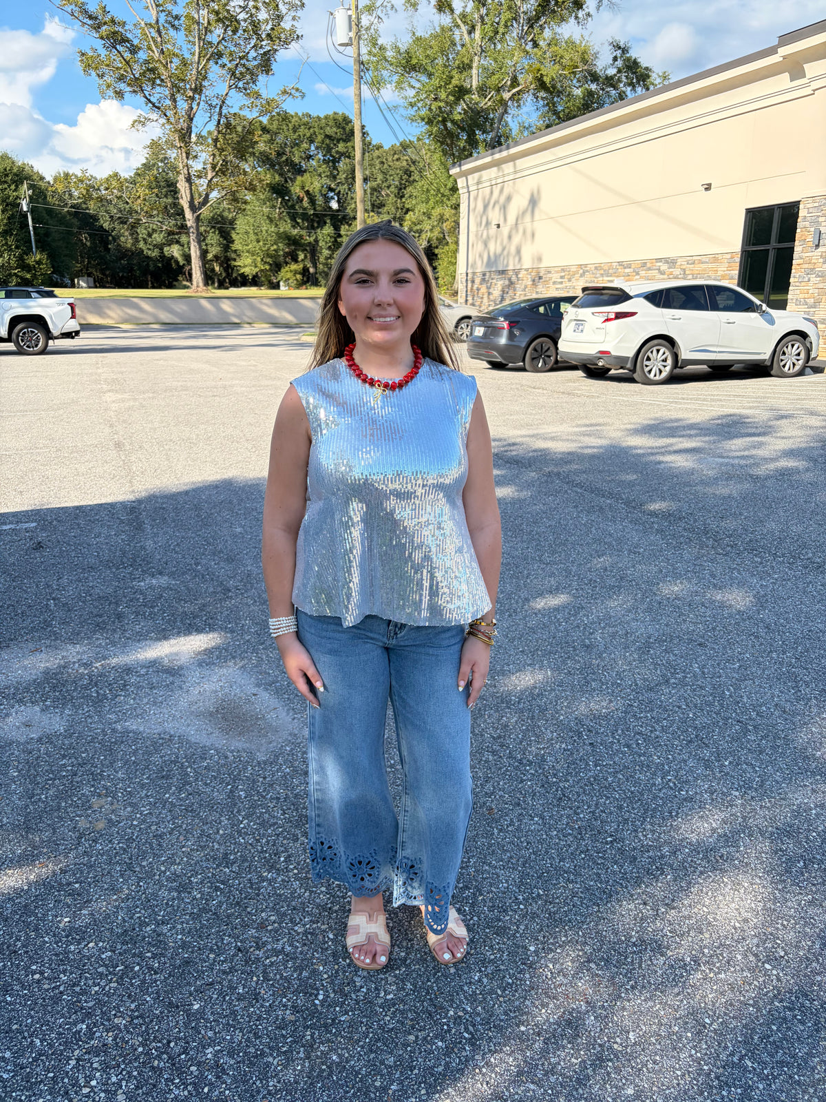 Silver sequin top