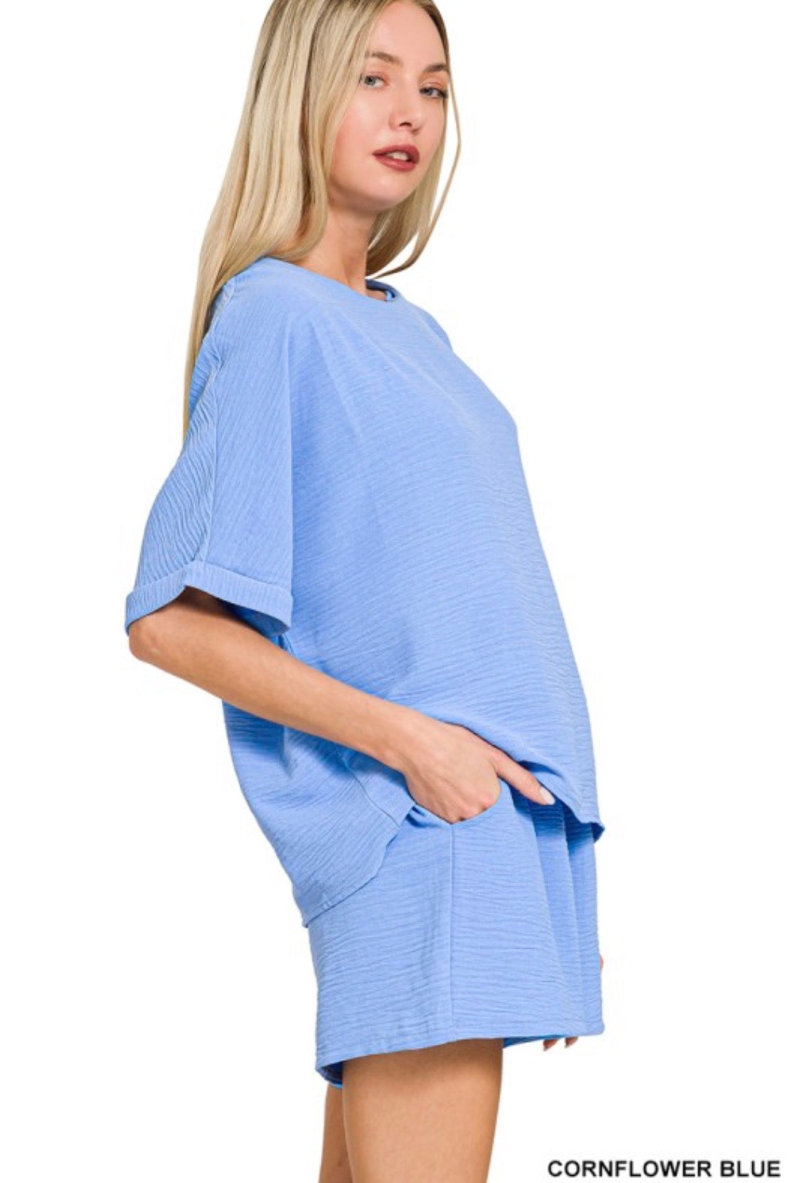 Woven Airflow Top & Shorts Set
